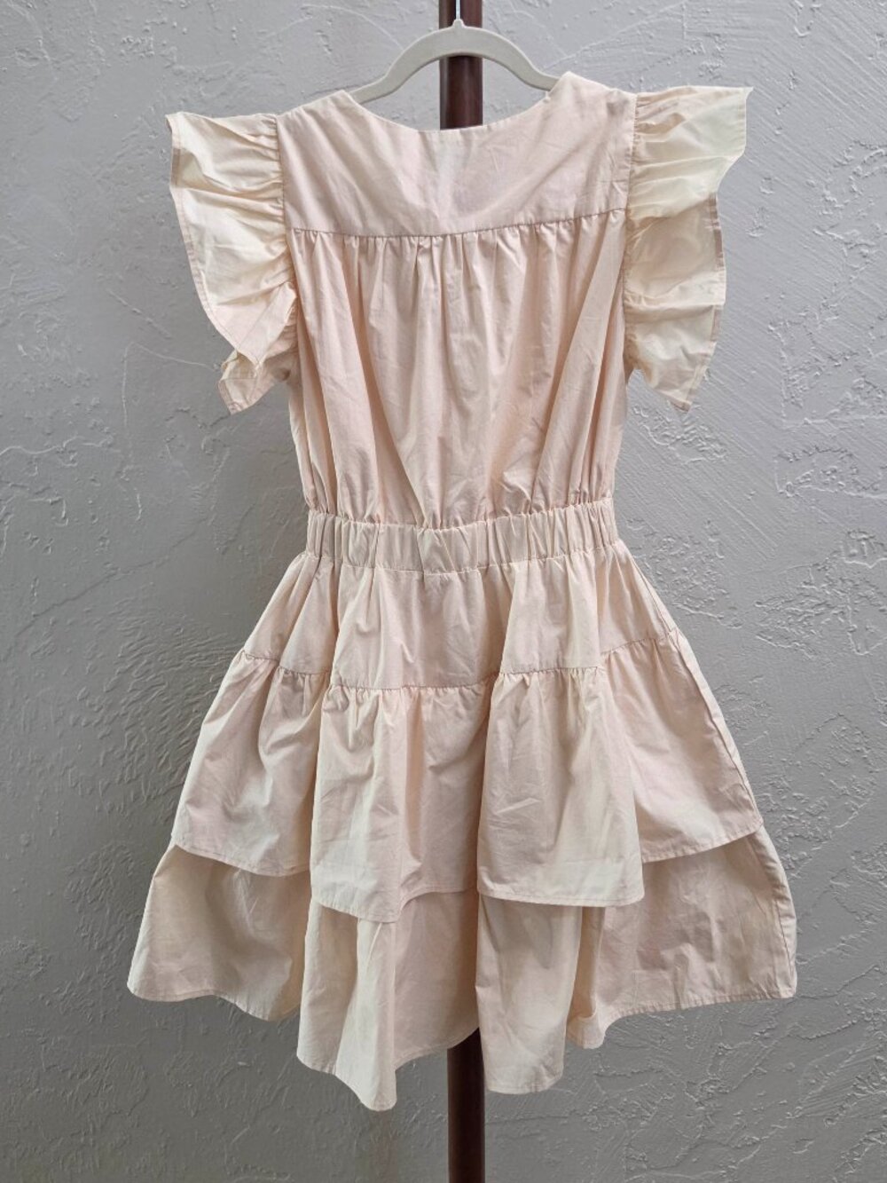 D58. Cream Ruffle Tiered Dress - Picture 3 of 3
